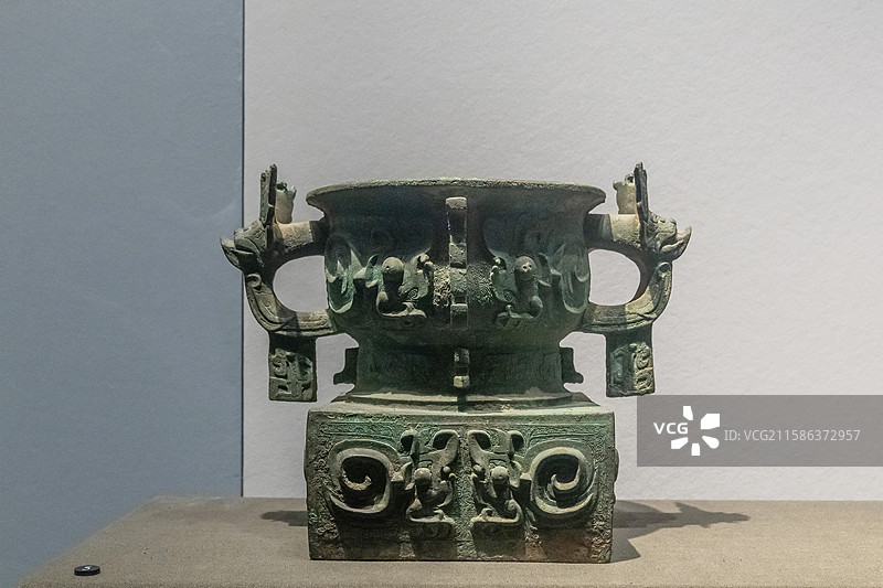 陕西历史博物馆夔纹方座簋西周时期咸阳市泾阳县高家堡出土图片素材