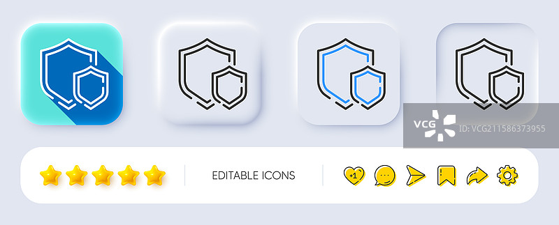 隐私安全标志的盾牌线条图标，拟物化设计图片素材