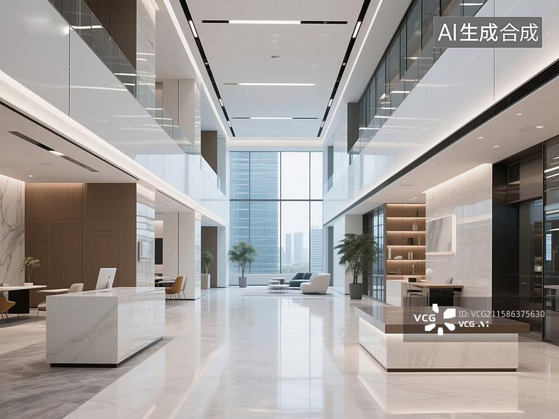 【AI数字艺术】现代商务大厦内部大厅图片素材