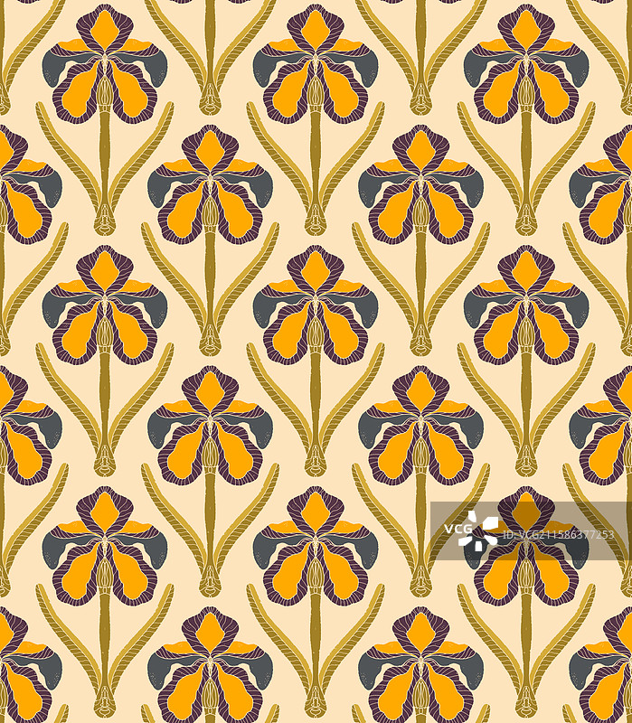 风信子无缝花卉图案与风格化设计图片素材