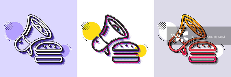 汉堡线条图标 快餐优惠标志 半色调图片素材