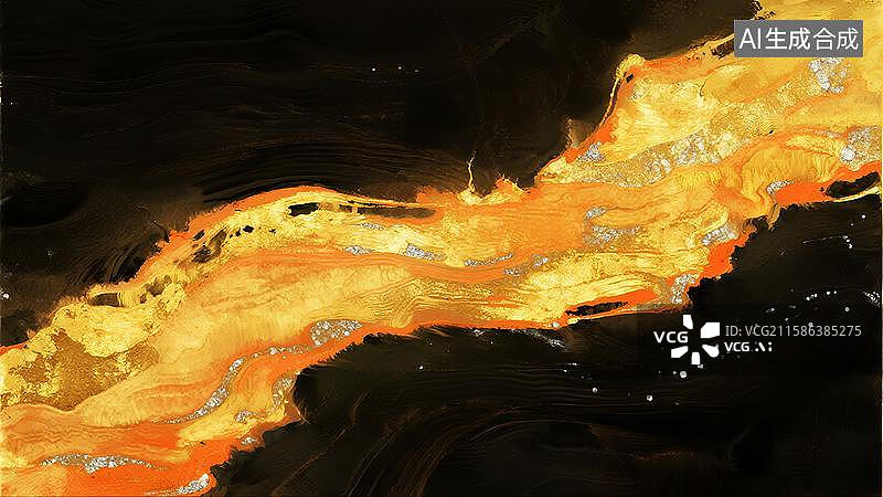 【AI数字艺术】鎏金金色中式水墨图片素材