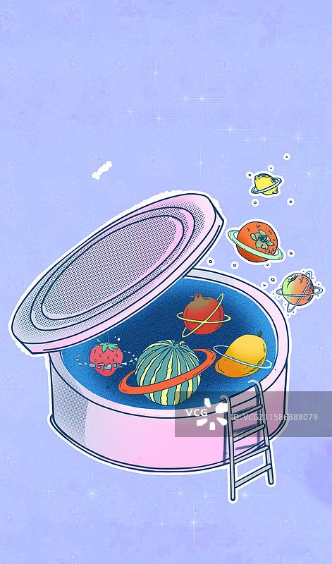 水果星球魔盒插画图片素材