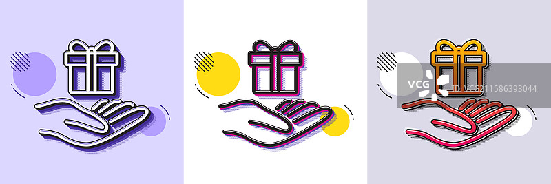 忠诚度计划线条图标礼品盒标志半色调图片素材