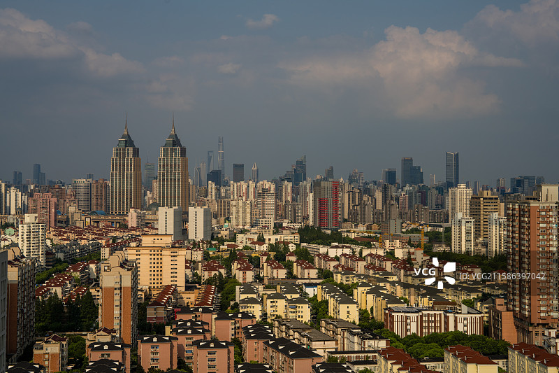 航拍上海环球港周围街景图片素材