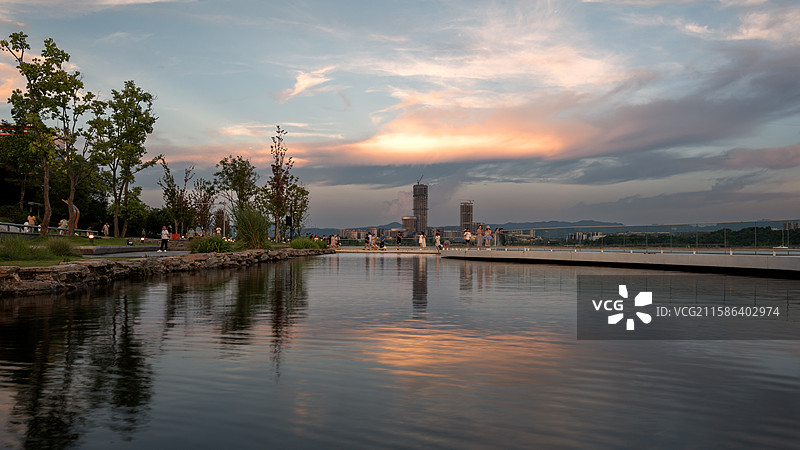 成都兴隆湖沿岸风光图片素材