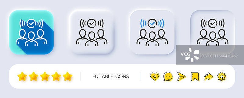 团队合作标志的线条图标，采用拟物化设计图片素材