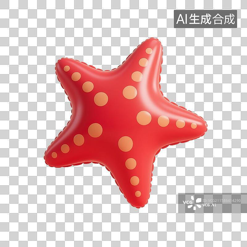 【AI数字艺术】3D渲染，膨胀充气风格，气球，海星，卡通动物，海洋生物，萌系，治愈系，免抠元素图片素材