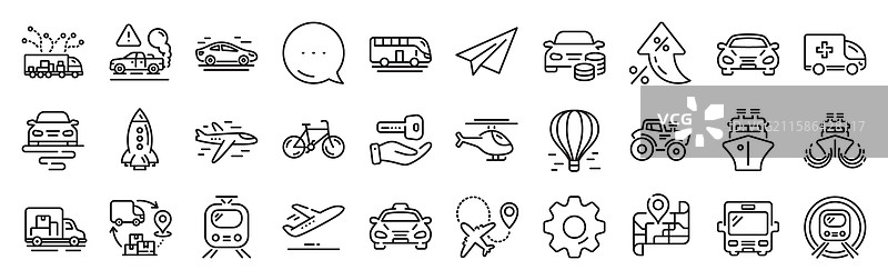交通线图标集：出租车、直升机等图片素材