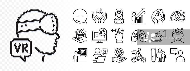 护肤、房屋保护和捐赠线条图标图片素材