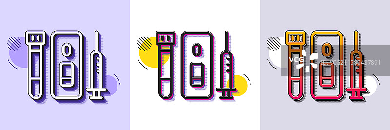 疫苗注射器线条图标 新冠病毒 血液和图片素材