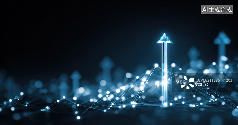 【AI数字艺术】数字箭头与连接线象征增长趋势图片素材
