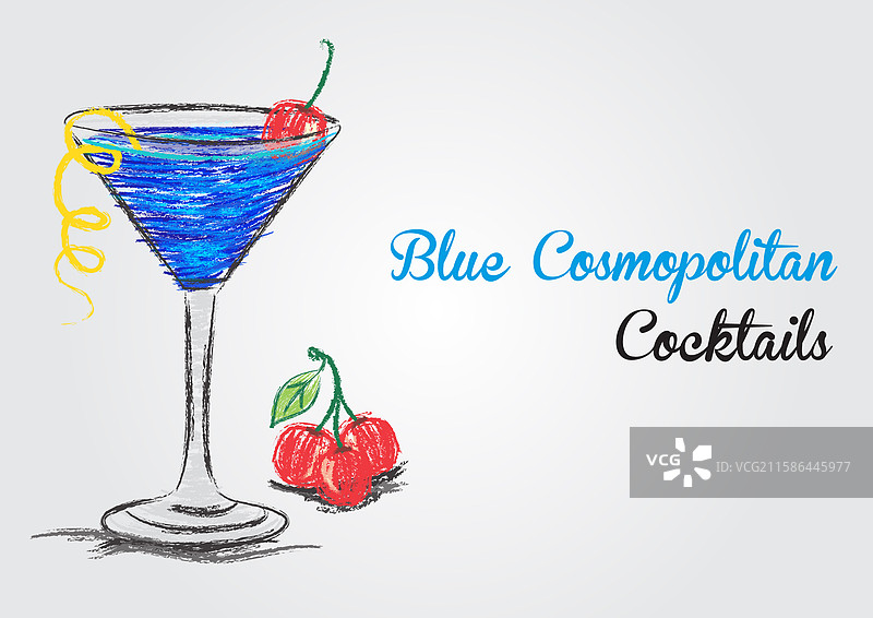 蓝色都市马提尼鸡尾酒图片素材