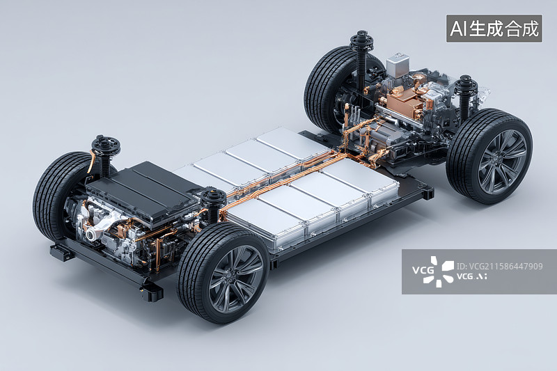 【AI数字艺术】电动汽车底盘结构与动力系统图片素材