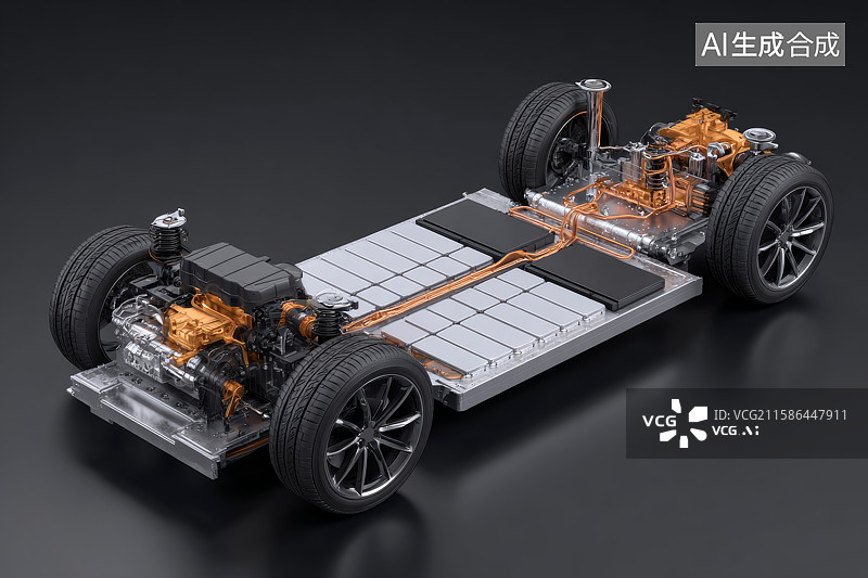 【AI数字艺术】电动汽车底盘结构与动力系统图片素材