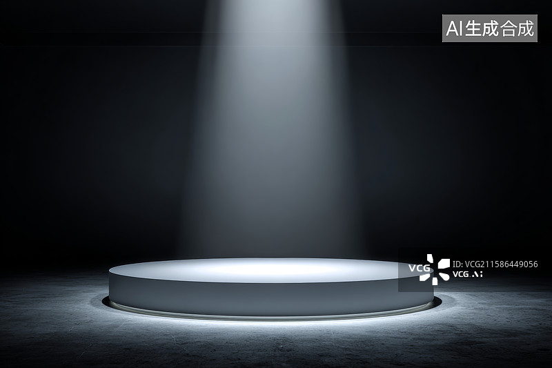 【AI数字艺术】聚光灯下的空圆形展示台图片素材