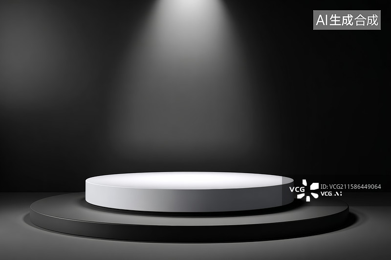 【AI数字艺术】聚光灯下的空圆形展示台图片素材