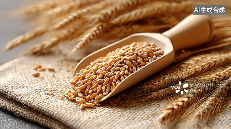 【AI数字艺术】麦穗和小麦种子特写图片素材