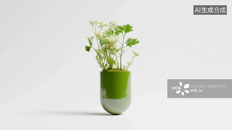 【AI数字艺术】绿色抽象概念环保医疗药丸胶囊图片素材