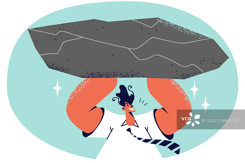 商人扛着巨石展现力量图片素材