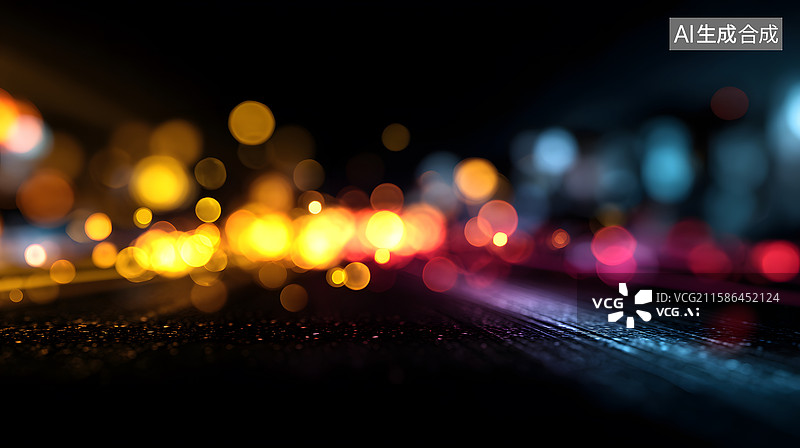 【AI数字艺术】夜景灯光模糊效果图片素材
