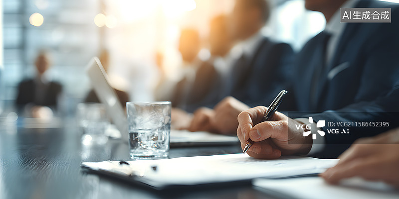 【AI数字艺术】商务会议中的笔记记录图片素材