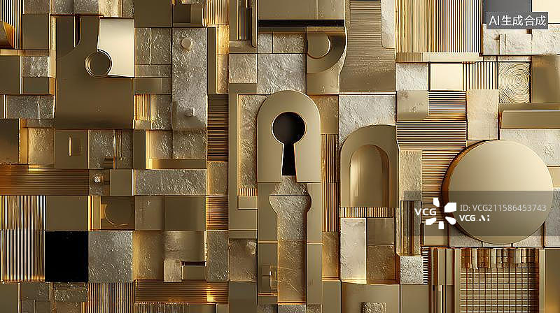 【AI数字艺术】锁与钥匙数据安全主题背景图片素材