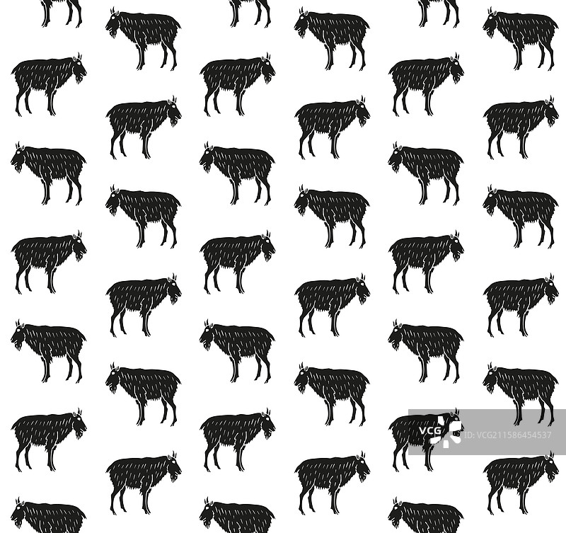 手绘野山羊的无缝图案图片素材