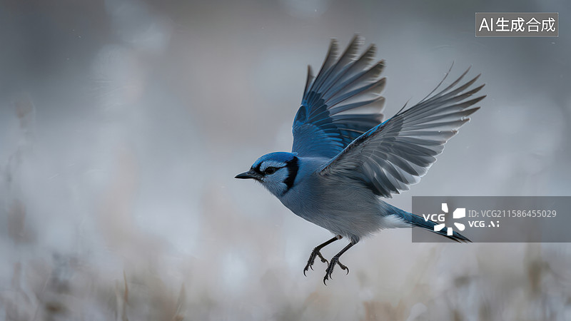 【AI数字艺术】蓝鸟展翅飞翔瞬间图片素材