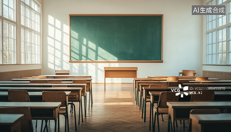 【AI数字艺术】宁静的教室：知识与梦想的起点图片素材