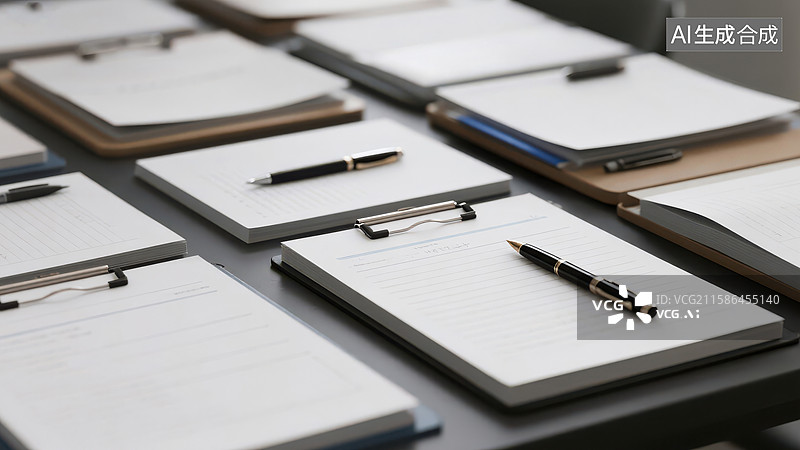 【AI数字艺术】办公桌上的文件夹与笔图片素材