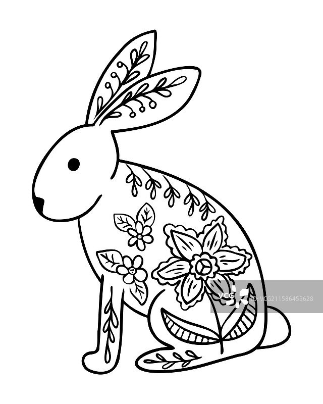 手绘民俗艺术兔子图片素材