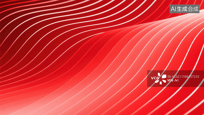 【AI数字艺术】红色弯曲流动线条抽象背景图片素材