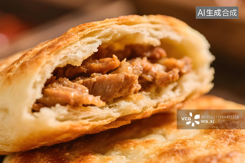 【AI数字艺术】酥脆肉夹馍的诱惑图片素材