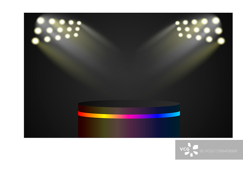 空的讲台在黑暗中发出光辉的光圈图片素材