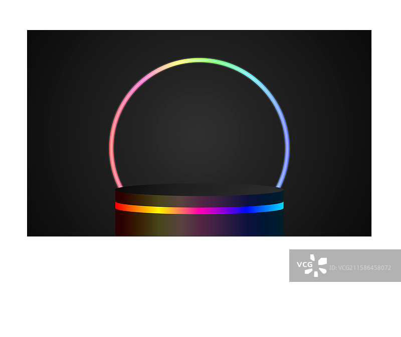 3D真实感圆柱形讲台与摄影棚房间图片素材