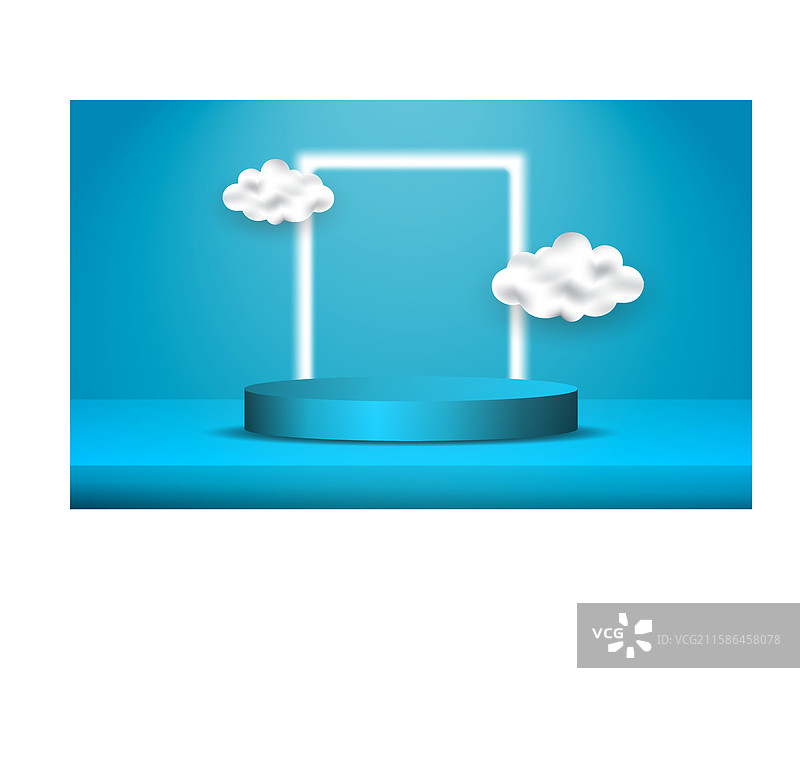 逼真的3D圆柱形讲台在抽象空间中图片素材