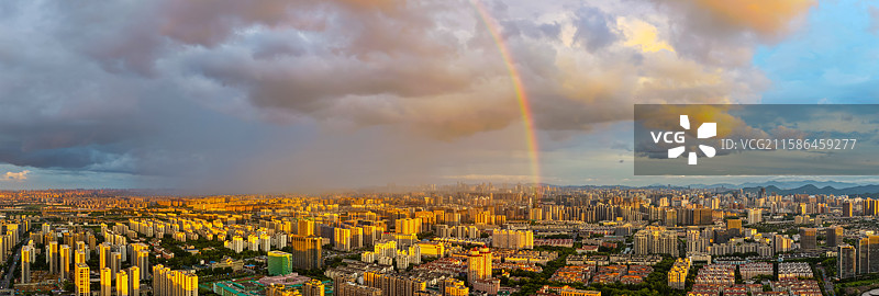 杭州城市风光与彩虹图片素材