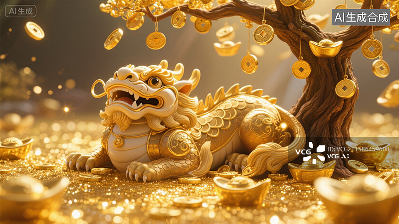 【AI数字艺术】貔貅祥瑞招财进宝图片素材