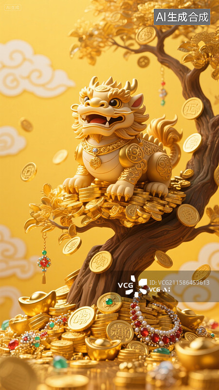 【AI数字艺术】貔貅祥瑞招财进宝图片素材