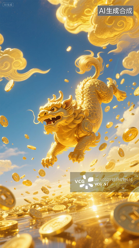 【AI数字艺术】貔貅祥瑞招财进宝图片素材