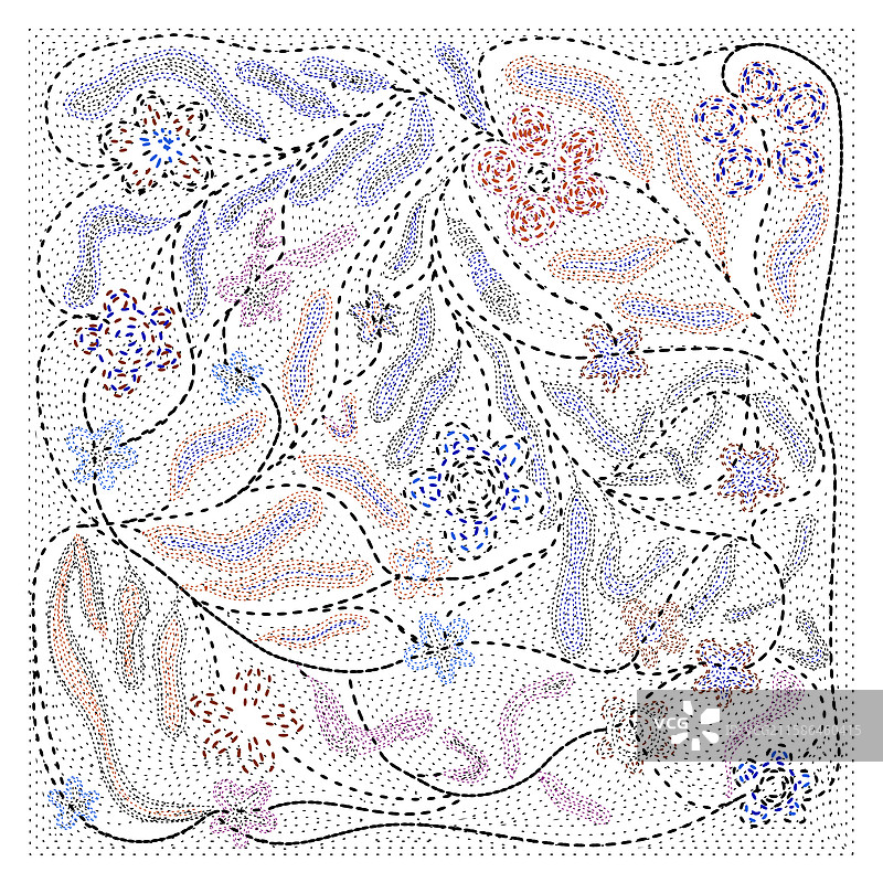 手绘花卉印花设计的被子缝合图案图片素材