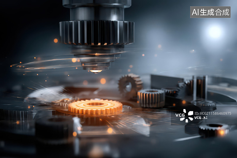 【AI数字艺术】精密机械齿轮工业科技特写画面图片素材