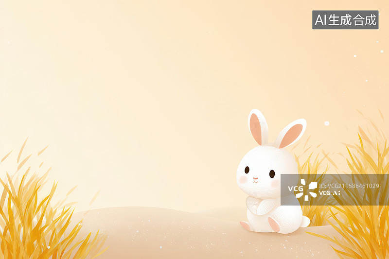 【AI数字艺术】卡通小兔开心萌趣图图片素材
