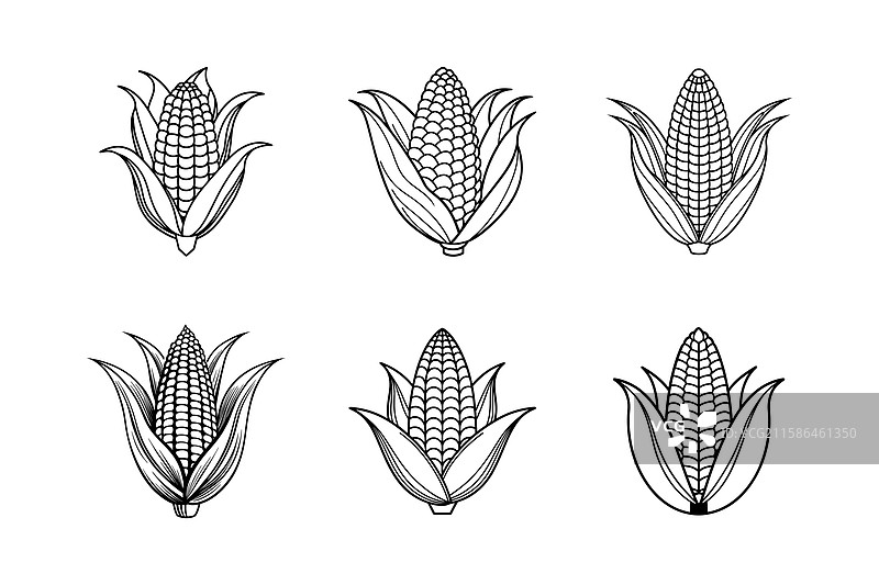 玉米图标扁平图形集图片素材