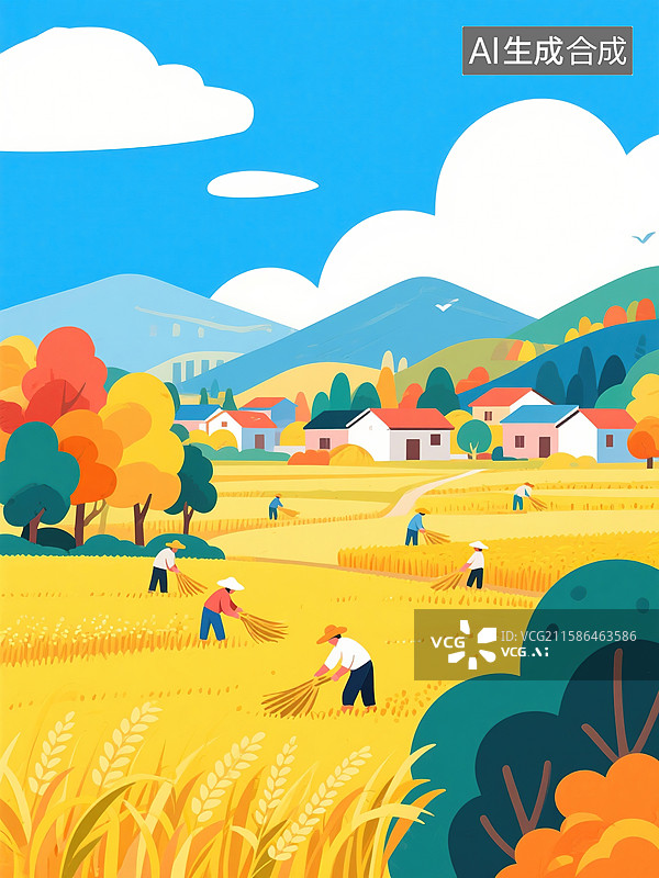 【AI数字艺术】中国农村秋天美丽风景图片素材