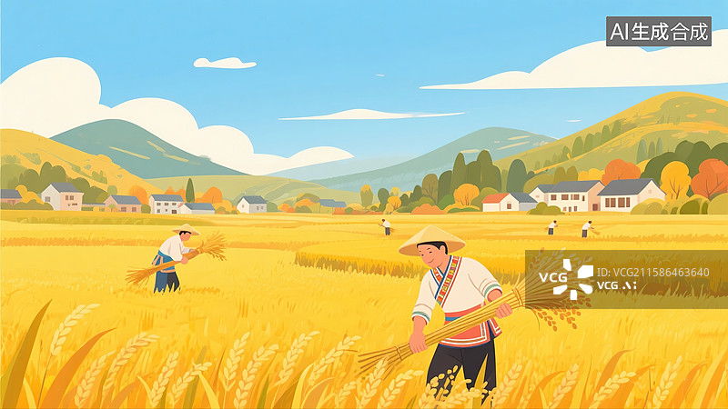 【AI数字艺术】中国农村秋天美丽风景图片素材