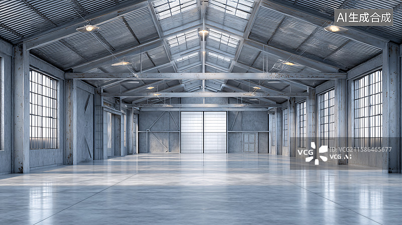 【AI数字艺术】空旷工厂仓库厂房图片素材