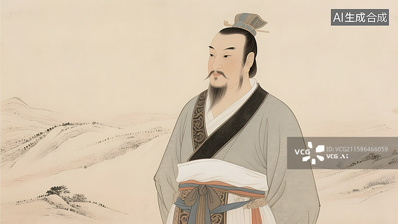 【AI数字艺术】中国古代历史外交家探险家丝绸之路开拓者张骞肖像图片素材