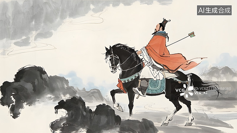 【AI数字艺术】中国古代历史外交家探险家丝绸之路开拓者张骞肖像图片素材